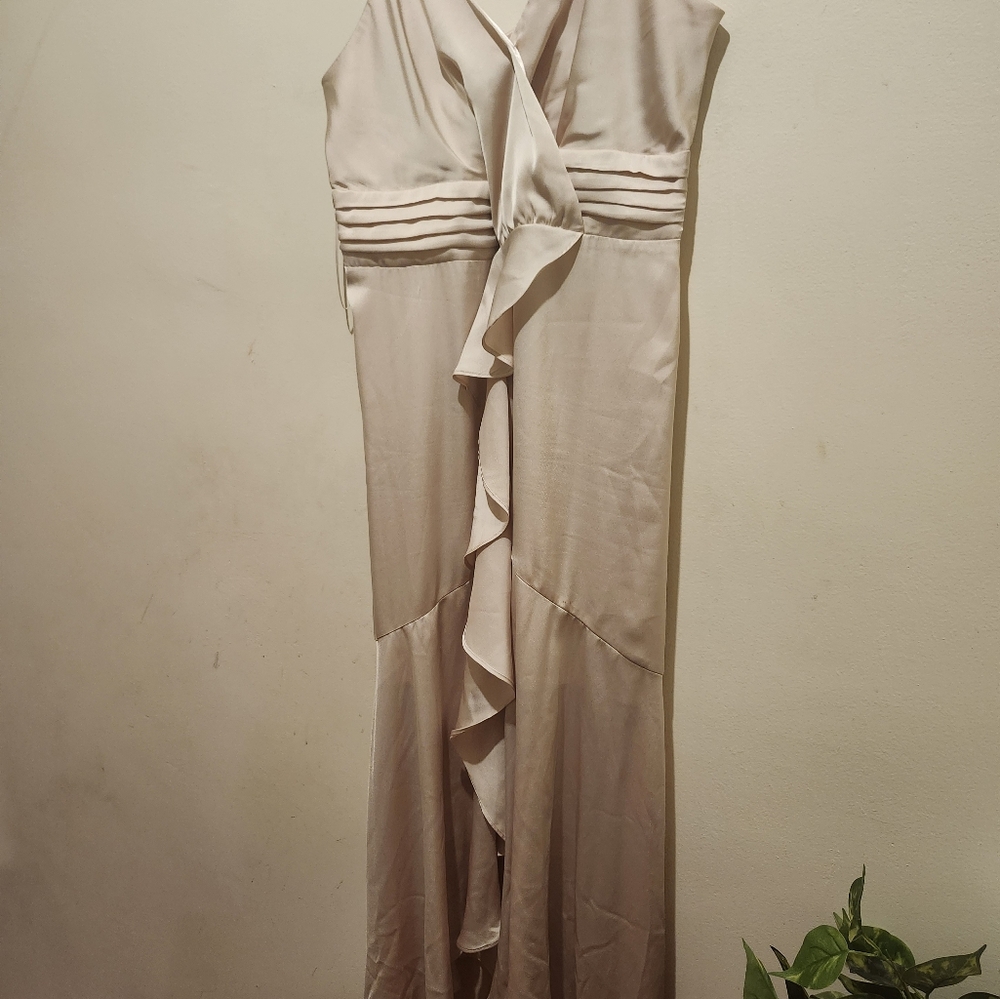 Express Asymmetrical Ruffled Halter Gown Maxi Dress Sz L